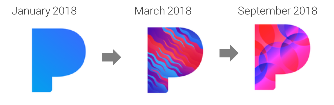 History of Pandora's mobile app icon over 2018 - US Apple App Store 